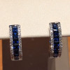 4.5ct Princess Cut Blue Sapphire Hoop Earring
