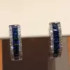 4.5ct Princess Cut Blue Sapphire Hoop Earring