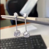 3ct Cushion Cut White Sapphire Drop Earrings