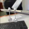 3ct Cushion Cut White Sapphire Drop Earrings
