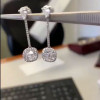 3ct Cushion Cut White Sapphire Drop Earrings