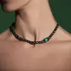 5.3ct Emerald Cut Emerald Enamel Necklace