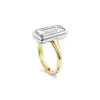 5ct Bezel-setting Emerald Cut Two Tone Engagement Ring