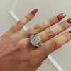 8.4ct Radiant Cut White Sapphire Three Stone Engagement Ring