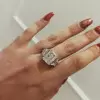 8.4ct Radiant Cut White Sapphire Three Stone Engagement Ring