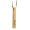 Platinum&Gold&Rose Gold Engraved 3D Bar Sterling Silver Necklace