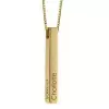 Platinum&Gold&Rose Gold Engraved 3D Bar Sterling Silver Necklace