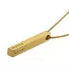 Platinum&Gold&Rose Gold Engraved 3D Bar Sterling Silver Necklace