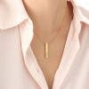 Platinum&Gold&Rose Gold Engraved 3D Bar Sterling Silver Necklace