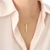Platinum&Gold&Rose Gold Engraved 3D Bar Sterling Silver Necklace