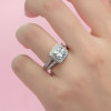 Handmade 3.5 CT Cushion Cut Halo Sterling Silver Ring