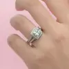 Handmade 3.5 CT Cushion Cut Halo Sterling Silver Ring
