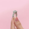 Handmade 3.5 CT Cushion Cut Halo Sterling Silver Ring