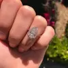 Handmade Rose Gold Pear Cut Halo Sterling Silver Ring