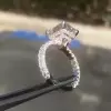 Handmade 5 Ct Radiant Cut Double Under Halo Sterling Silver Ring