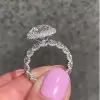 Handmade Round Cut Halo Sterling Silver Ring