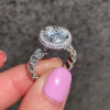 Handmade Round Cut Halo Sterling Silver Ring