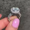 Handmade Round Cut Halo Sterling Silver Ring