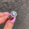 Handmade Round Cut Halo Sterling Silver Ring