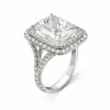 Handmade 5.0 CT Cushion Cut Double Halo Engagement Ring in Sterling Silver