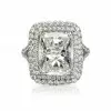 Handmade 5.0 CT Cushion Cut Double Halo Engagement Ring in Sterling Silver