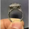 Handmade 5.0 CT Cushion Cut Double Halo Engagement Ring in Sterling Silver