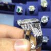 Handmade Pear Cut Halo With Columns Ring in Sterling Silver