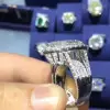 Handmade Pear Cut Halo With Columns Ring in Sterling Silver