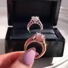 Handmade Rose Gold Round Cut Hidden Hearts Sterling Silver Ring