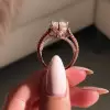 Handmade Rose Gold Round Cut Hidden Hearts Sterling Silver Ring