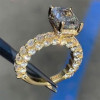 Yellow Gold 4.5 Ct Radiant Cut White Sapphire On the Side Engagement Ring