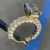 Yellow Gold 4.5 Ct Radiant Cut White Sapphire On the Side Engagement Ring
