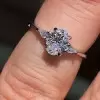 Handmade 3-stone 0.8Ct Oval Cut Lab-Created Engagement Ring