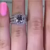 Handmade Halo Design 2.0 CT Round Cut Engagement Ring