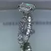 Handmade Radiant Cut Under Halo Sterling Silver Engagement Ring