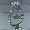 Handmade Radiant Cut Under Halo Sterling Silver Engagement Ring