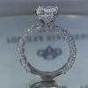 Handmade Radiant Cut Under Halo Sterling Silver Engagement Ring