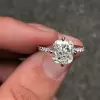 Handmade 2.0 CT Cushion Cut Sterling Silver Engagement Ring