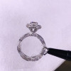 Handmade 1.5 CT Halo Round Cut Sterling Silver Engagement Ring