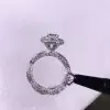 Handmade 1.5 CT Halo Round Cut Sterling Silver Engagement Ring