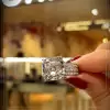 Handmade 5.5 CT Asscher Cut Sterling Silver Engagement Ring