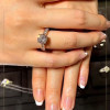 Handmade 1.0 CT 6-Prong Round Cut Double Sidestone Engagement Ring