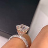Handmade Pink Stone Halo 2.0 CT Cushion Cut Engagement Ring