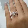 Handmade 1.2 CT Cushion Cut Double Engagement Ring