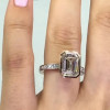 Handmade Bezel 4.0 CT Emerald Cut Halo Engagement Ring