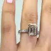Handmade Bezel 4.0 CT Emerald Cut Halo Engagement Ring