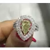 Handmade 1.5 CT Pear Cut Double Halo Engagement Ring