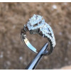 1.5ct Three-stone Pear Cut Halo Engagement Ring
