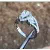 1.5ct Three-stone Pear Cut Halo Engagement Ring