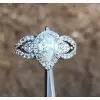 1.5ct Three-stone Pear Cut Halo Engagement Ring